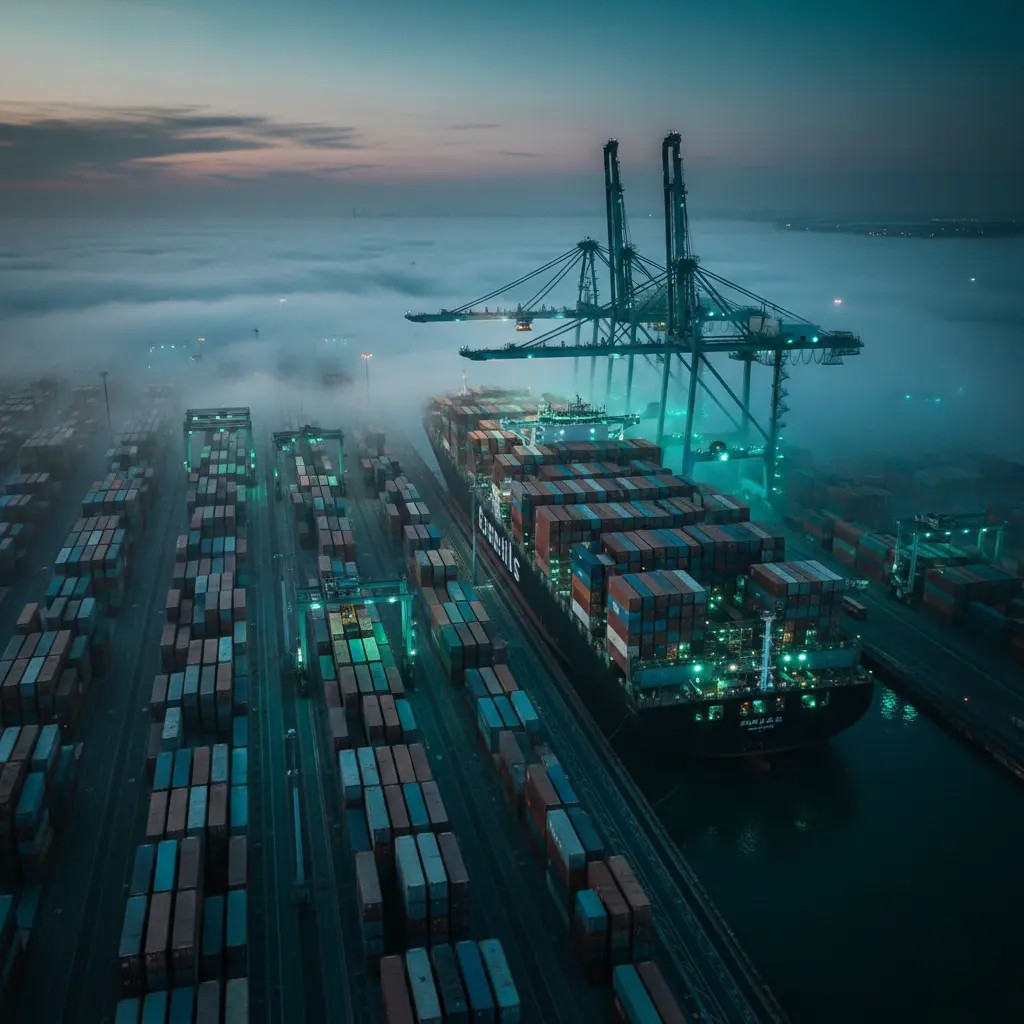 Global container ship at modern international port - Cargona ocean freight forwarding services